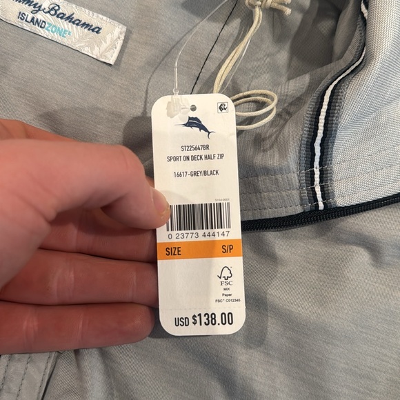Brand new Tommy Bahamas Men’s Quarter Zip Grey. Size small. Fits a little big. - Picture 4 of 4